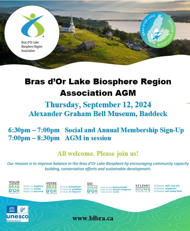 Bras d'Or Lake Biosphere Region Association AGM: Thursday, Sept. 12